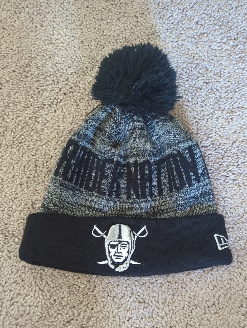 Rare 2016 NFL New Era Sideline Sport Knit Raider Nation Beanie On-Field Model
